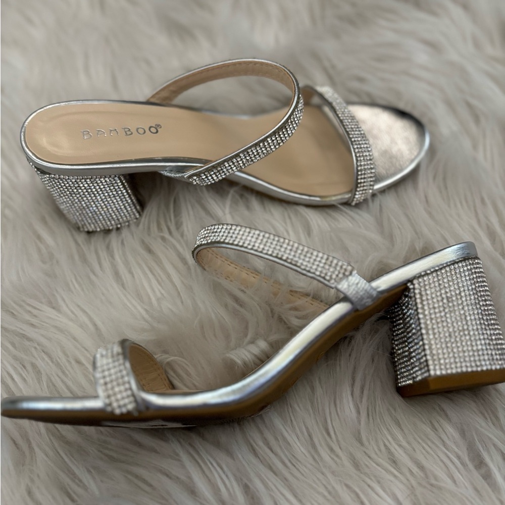 Bamboo Silver Women's Heeled Sandals